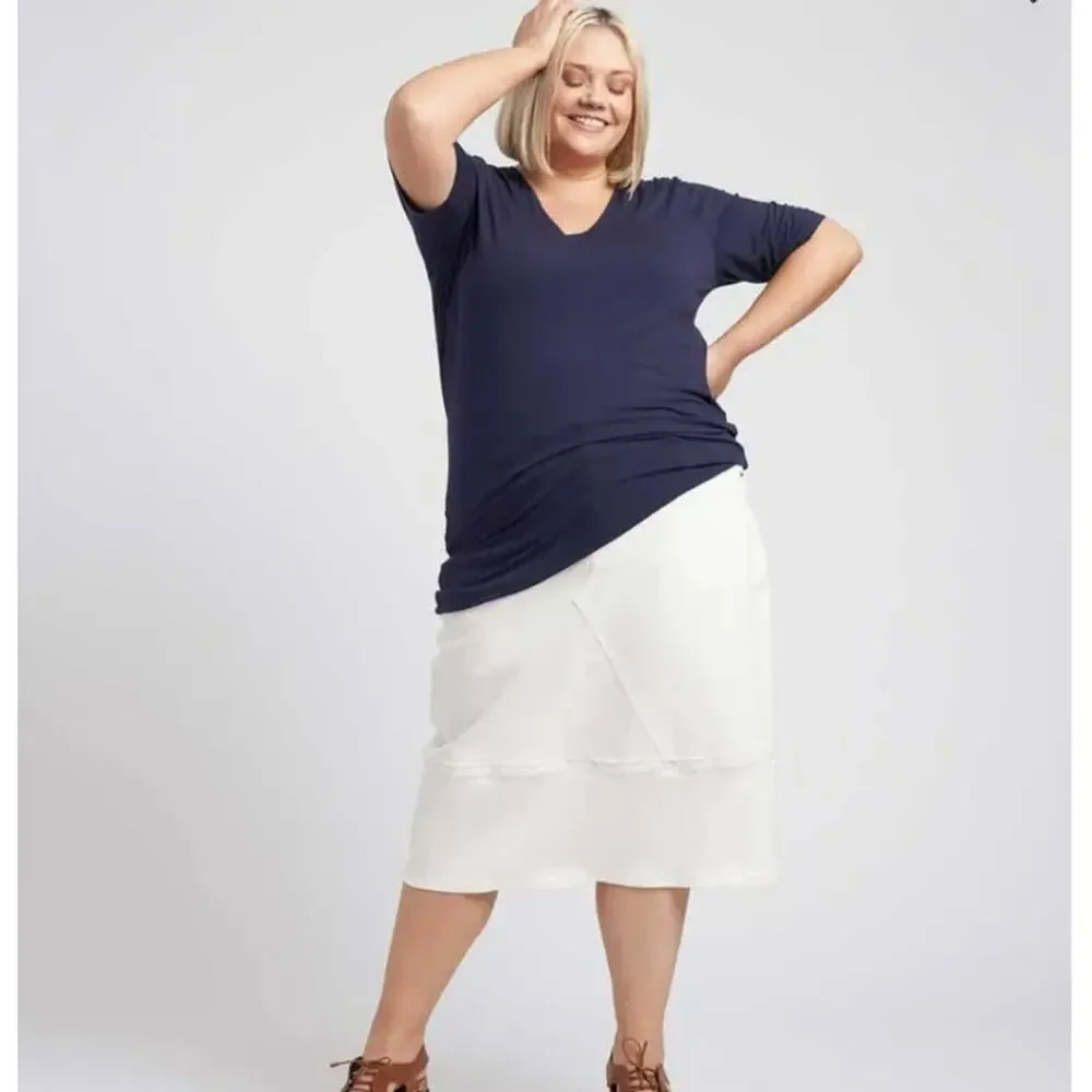 New Universal Standard Genevette jersey navy blue tunic blouse top size S(14) - Picture 2 of 12